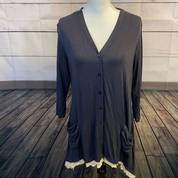 LOGO by Lori Goldstein Tops - Logo Lori Goldstein lace detail cardigan size medium